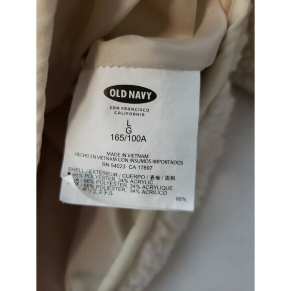 Womens Old Navy Cream Fleece Jacket PREOWNED, SIZE L Lined w/3-pockets - Picture 4 of 8